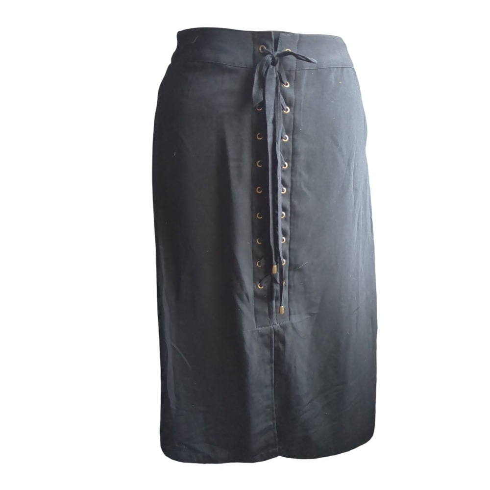 Size 2 Who What Wear black corset style lace up women's shirt #17
